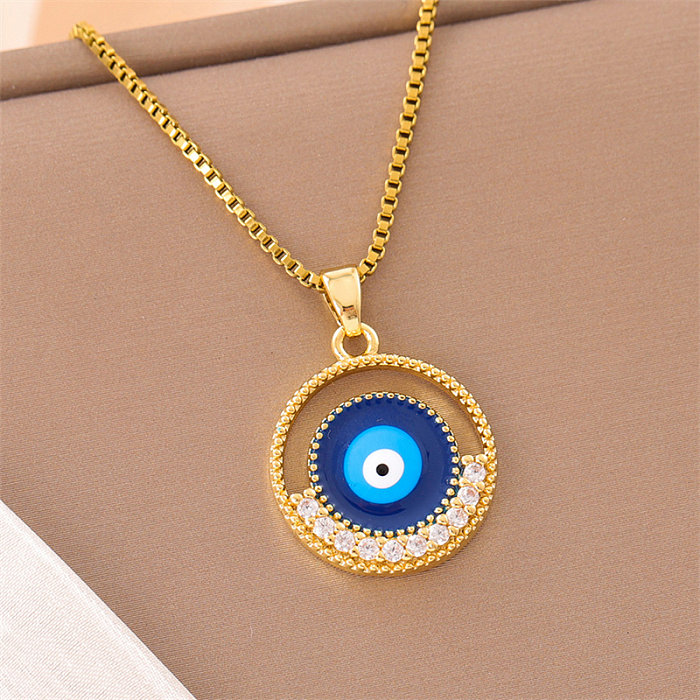Sweet Round Oval Heart Shape Stainless Steel  18K Gold Plated Artificial Diamond Pendant Necklace In Bulk