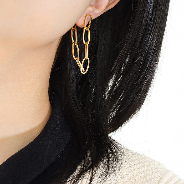 1 Pair Elegant Geometric Solid Color Stainless Steel Plating Earrings