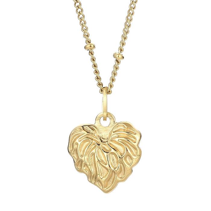 قلادة على شكل قلب من الفولاذ المقاوم للصدأ مطلية بالذهب عيار 18 قيراط على شكل قلب على الطراز الحديث