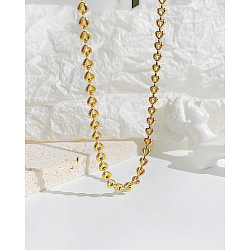Großhandel Halskette aus Edelstahl in Herzform im einfachen Stil