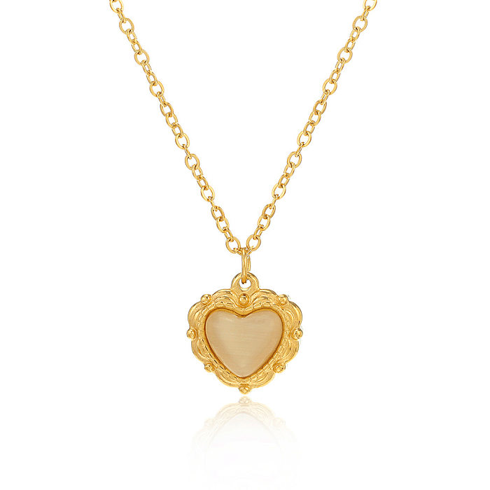 Fashion Heart Shape Rose Stainless Steel  Plating Necklace