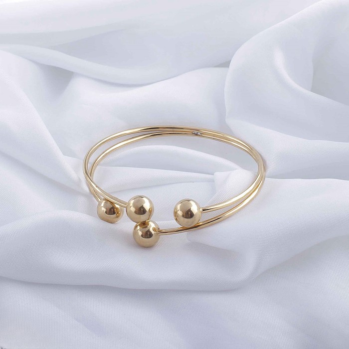 Casual Classic Style Ball Stainless Steel Plating Rose Gold Plated Gold Plated Silver Plated Bangle