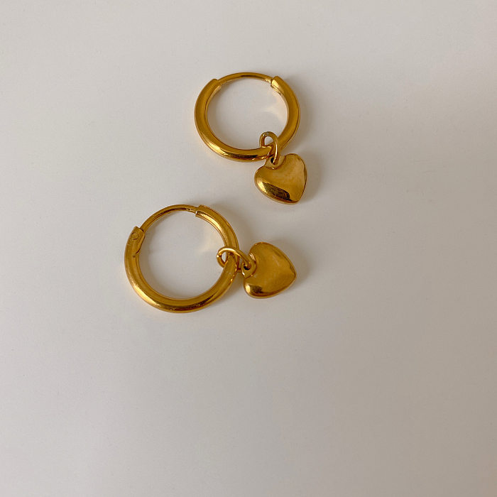 1 Pair Fashion Heart Shape Stainless Steel Plating Women'S Drop Earrings