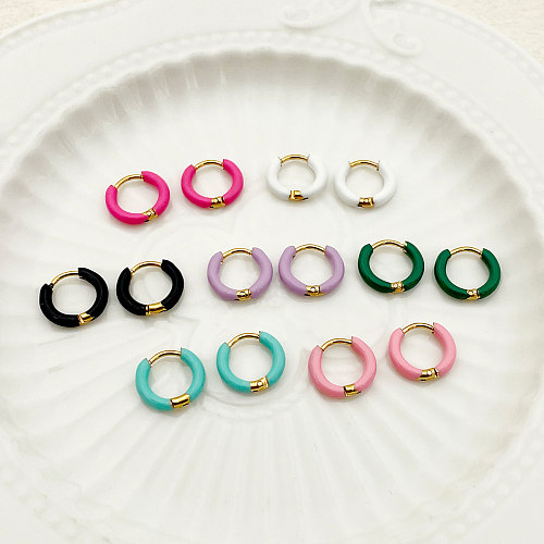 1 Paar Lady Sweet Streetwear Kreis Polieren Emaille Beschichtung Edelstahl vergoldet Ohrringe