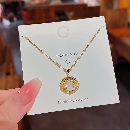 Simple Style Solid Color Stainless Steel Zircon Pendant Necklace In Bulk