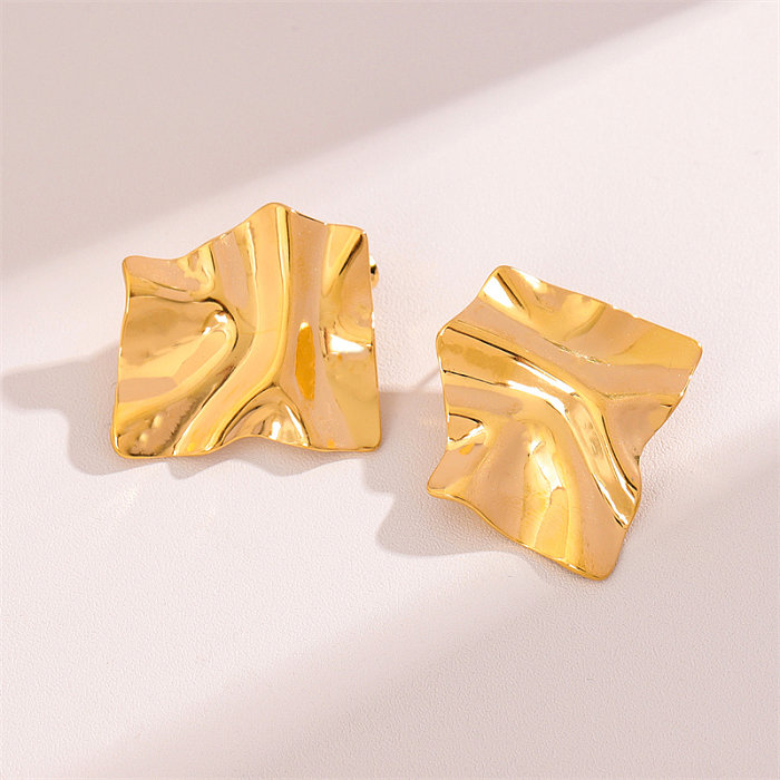 1 Pair Retro Simple Style Irregular Square Plating Stainless Steel  18K Gold Plated Ear Studs