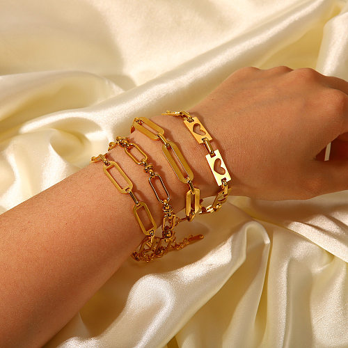 Simple Hollow Chain Cross Buckle 18K Gold-plated Stainless Steel Bracelet