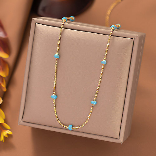 Collier de placage de perles en acier inoxydable, bijoux de vacances