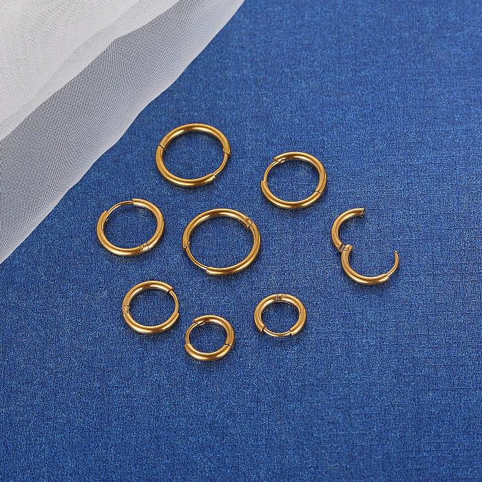 4 Pairs Classic Style Solid Color Plating Stainless Steel  Gold Plated Silver Plated Earrings