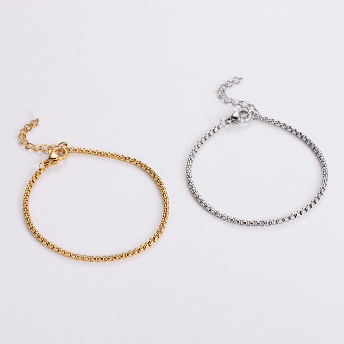 IG Style Casual Simple Style Solid Color Stainless Steel 18K Gold Plated Bracelets In Bulk