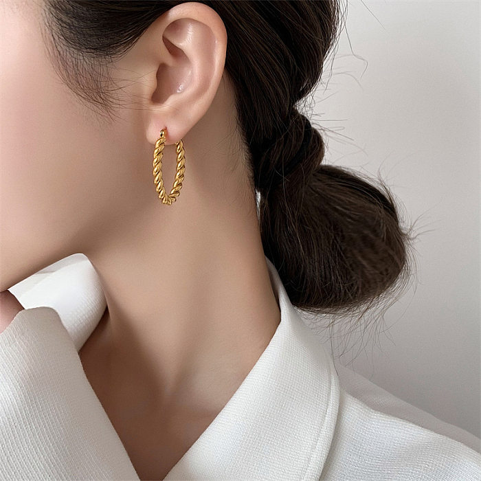 1 Pair Commute Solid Color Plating Stainless Steel Gold Plated Earrings