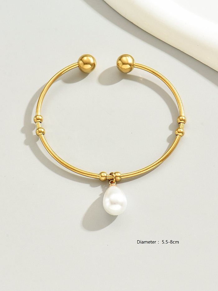 Wholesale Casual Streetwear Water Droplets Stainless Steel Plastic Plating 18K Gold Plated Bangle
