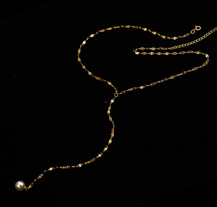 Modische, einfarbige, perlmuttvergoldete Anhänger-Halskette aus Edelstahl, 1 Stück