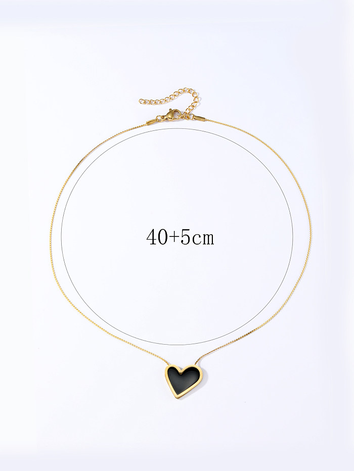 الجملة 1 قطعة أسلوب بسيط شكل قلب الفولاذ المقاوم للصدأ 18K الذهب قلادة قلادة مطلية