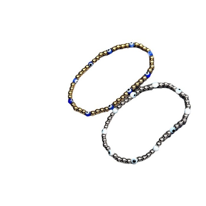 Fashion Devil'S Eye Stainless Steel Glass Bracelets 1 Piece