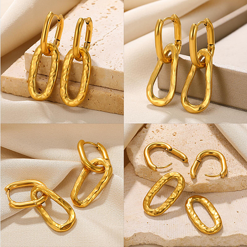 1 Pair Vintage Style Simple Style Solid Color Asymmetrical Plating Stainless Steel  18K Gold Plated Earrings