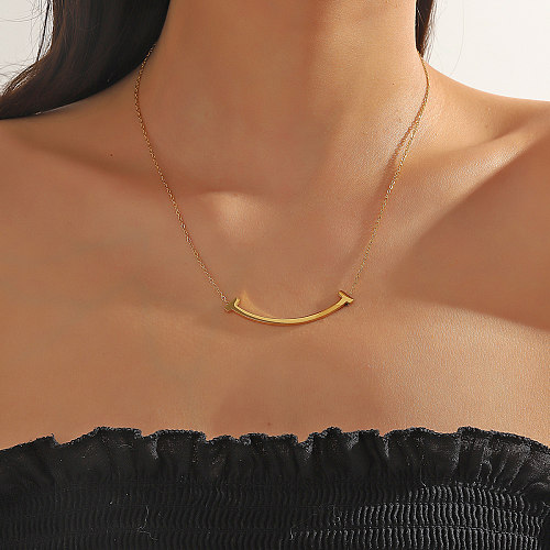 Korean Style Smiley Face Stainless Steel  Necklace