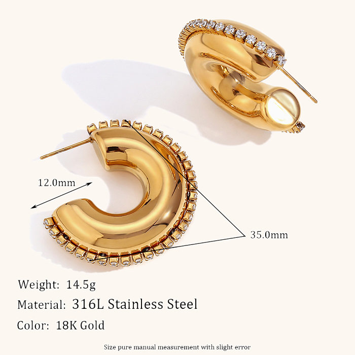 1 Pair Lady Geometric Plating Inlay Stainless Steel  Zircon Earrings