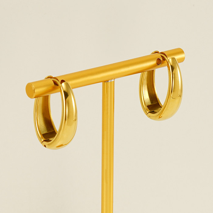 1 Paar elegante, glamouröse Retro-Ohrringe in U-Form mit polierter Beschichtung aus Edelstahl mit 18-Karat-Vergoldung
