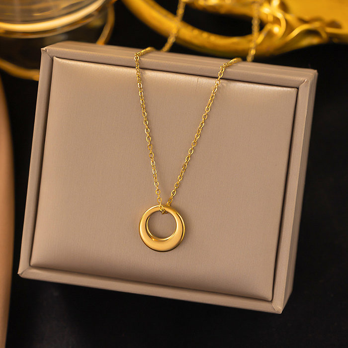 Simple Style Commute Circle Stainless Steel Plating Hollow Out Necklace