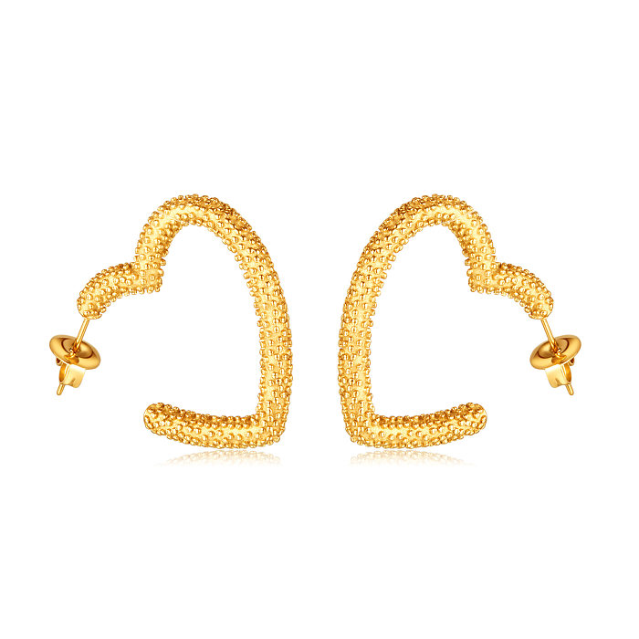 1 Pair Vintage Style Simple Style Heart Shape Stainless Steel  Earrings