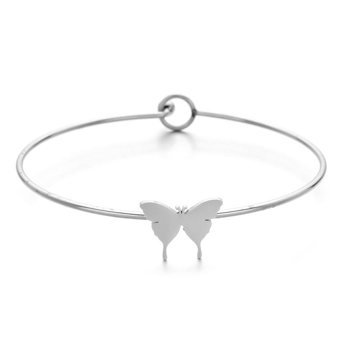 Simple Style Cross Butterfly Elephant Stainless Steel Plating Bangle