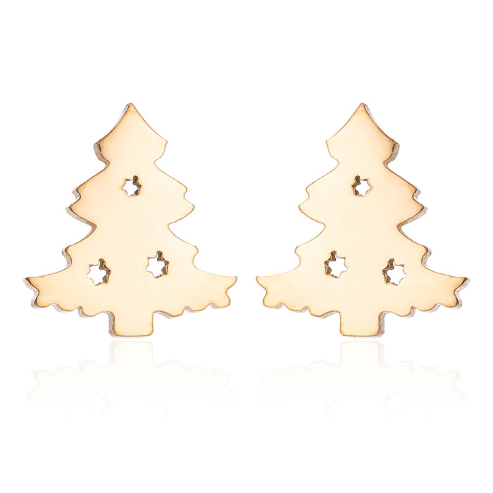Brincos de orelha revestidos de aço inoxidável para árvore de Natal da moda 1 par