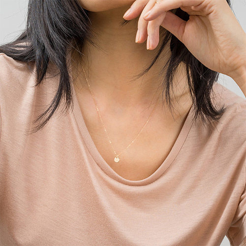 Collier avec pendentif rond Simple pour femmes, lettrage en acier inoxydable, à la mode, 316L
