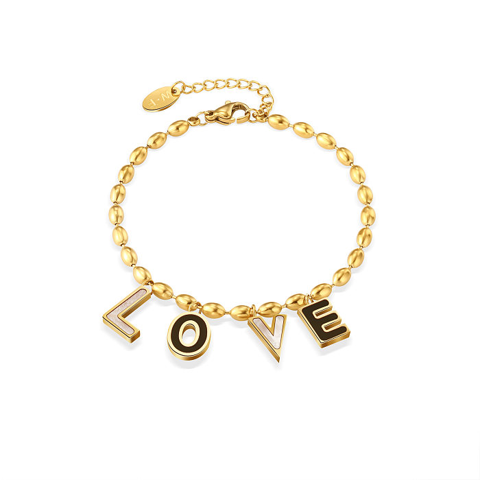 Bracelets plaqués en acier et titane avec lettres rondes à la mode, 1 pièce