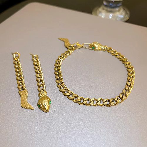 Fashion Snake Titanium Steel Plating Zircon Bracelets 1 Piece