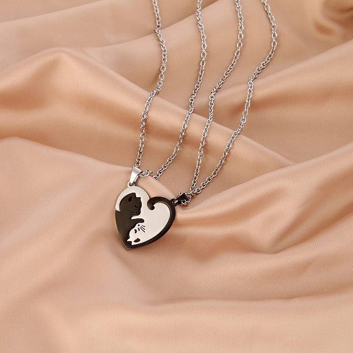 Simple Style Cat Stainless Steel  Polishing Pendant Necklace 1 Pair