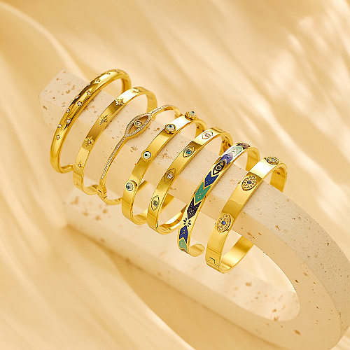 Bracelet en Zircon avec incrustation d'acier et de titane de Style français, 1 pièce
