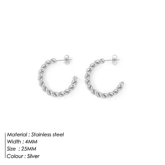 Lady Geometric Stainless Steel  Hoop Earrings Plating Stainless Steel  Earrings