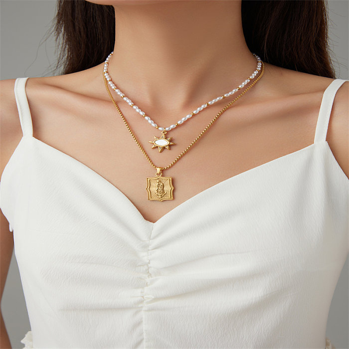 Casual Simple Style Sun Stainless Steel  Plating Gold Plated Pendant Necklace