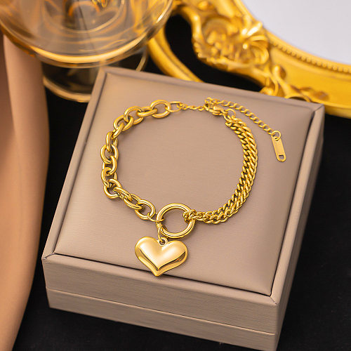 Simple Style Classic Style Heart Shape Titanium Steel Plating Bracelets