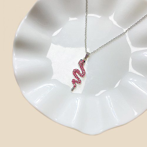 Simple Style Heart Shape Stainless Steel  Plating Inlay Rhinestones Zircon White Gold Plated Gold Plated Pendant Necklace
