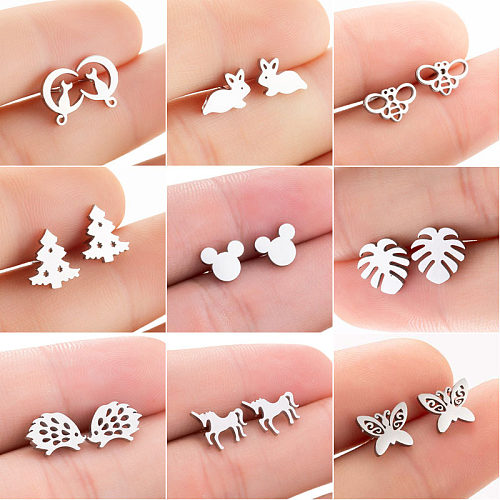 1 Pair Simple Style Animal Stainless Steel Plating Ear Studs