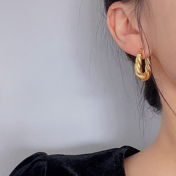 1 Pair Fashion Twist Stainless Steel Plating Earrings