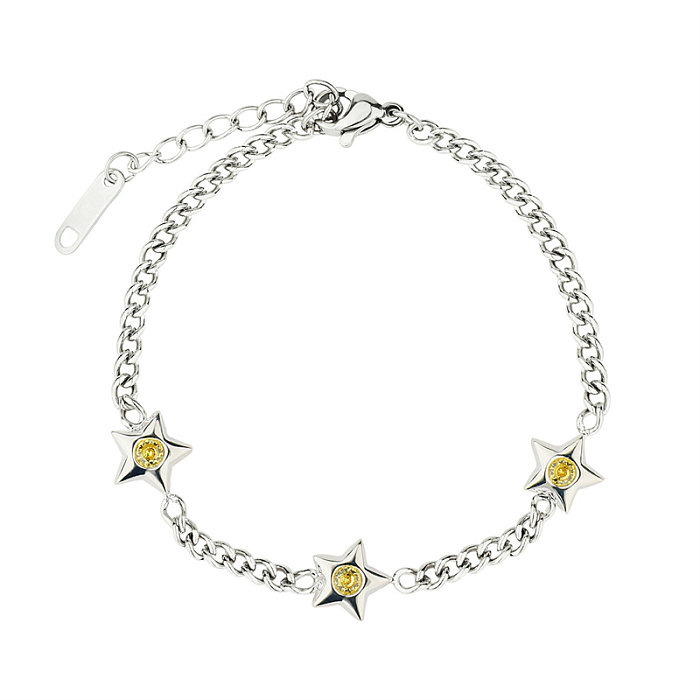 Casual Simple Style Classic Style Star Stainless Steel Titanium Steel Plating Inlay Zircon Gold Plated Silver Plated Bracelets