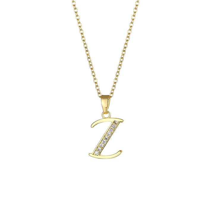 1 Piece Fashion Letter Stainless Steel  Stainless Steel Plating Inlay Zircon Pendant Necklace