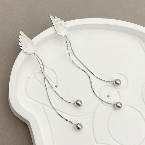 1 Paar elegante, künstlerische Flügel-Ohrringe aus poliertem Edelstahl