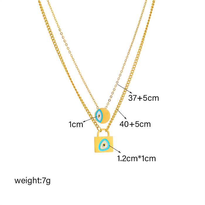Retro Skull Stainless Steel Plating 18K Gold Plated Double Layer Necklaces