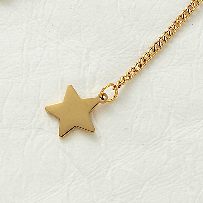 Vintage Style Cross Star Stainless Steel  Plating 18K Gold Plated Double Layer Necklaces