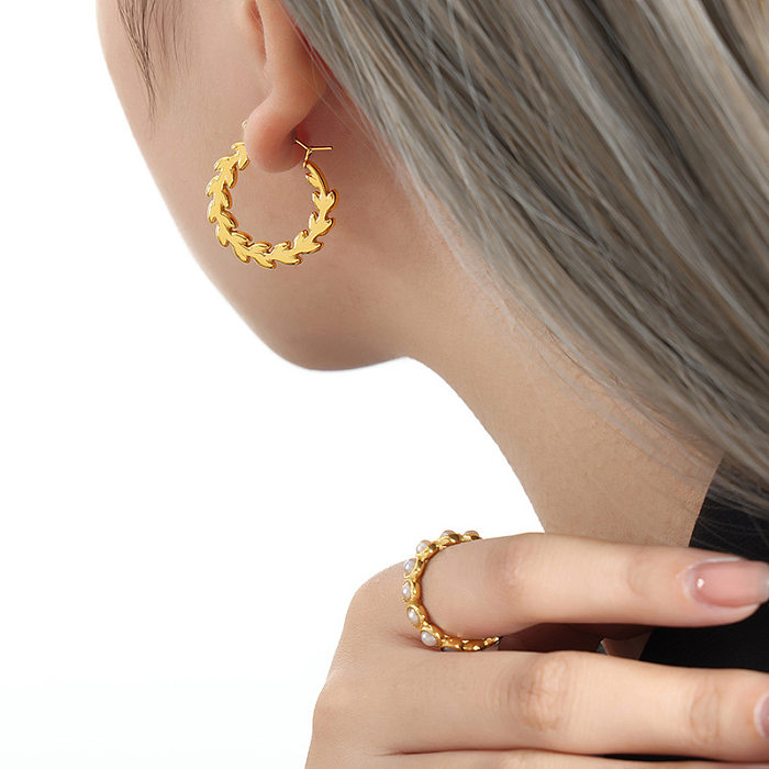 1 paire de boucles d'oreilles en acier inoxydable plaqué or 18 carats, style streetwear simple