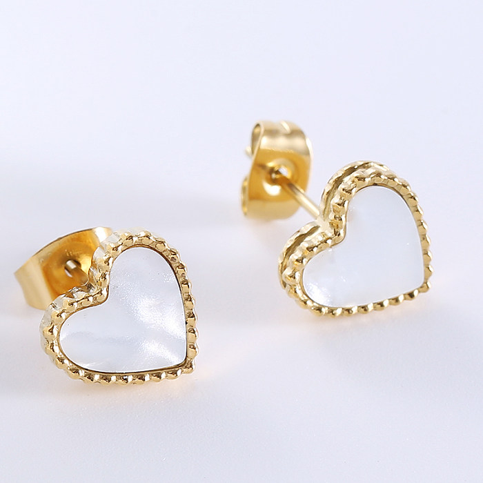 1 Pair Casual Simple Style Heart Shape Plating Inlay Stainless Steel  Acrylic 18K Gold Plated Rose Gold Plated Ear Studs