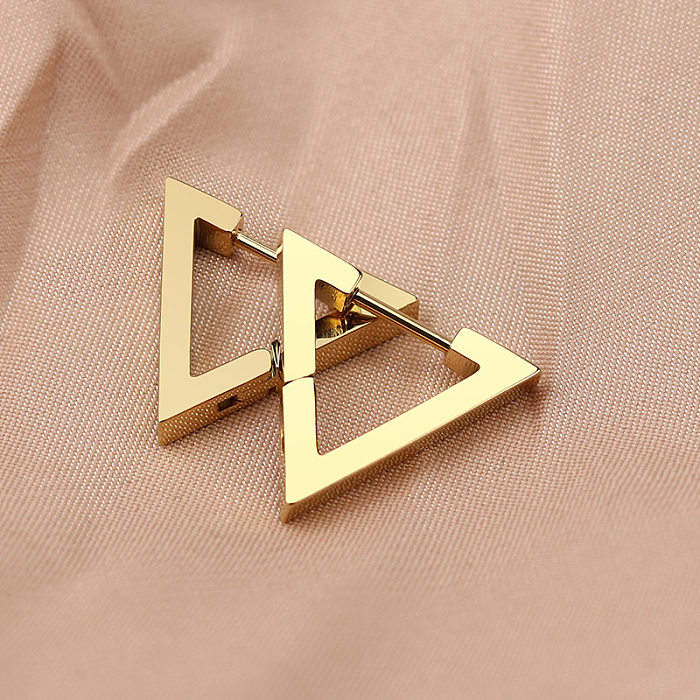 Simple Style Triangle Hexagon Stainless Steel Plating Drop Earrings 1 Pair