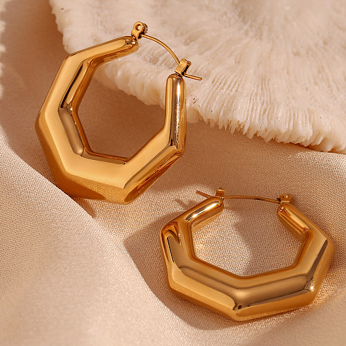 1 Pair Basic Simple Style Classic Style Geometric Plating Stainless Steel  18K Gold Plated Earrings