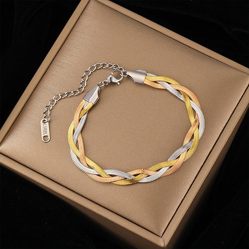 Bracelets plaqués or de placage en acier titane de couleur unie de style simple