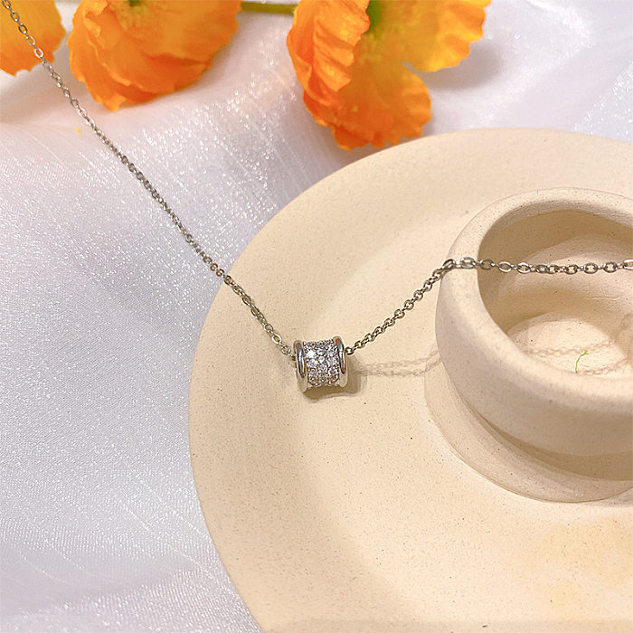 Real Gold Plating Exquisite Design Smart Stainless Steel Necklace Women's All-Match High-Grade Finely Inlaid Pendant Light Luxury Clavicle Chain