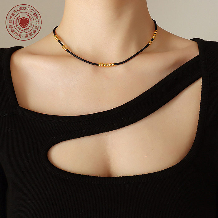 Fashion Simple Small Bead Geometric Lolita Clavicle Stainless Steel Necklace